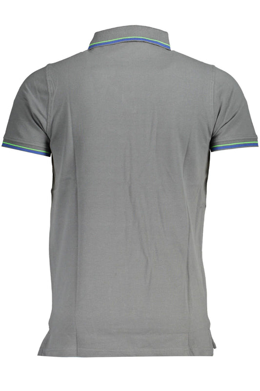 Elegant Gray Cotton Polo with Contrasting Details