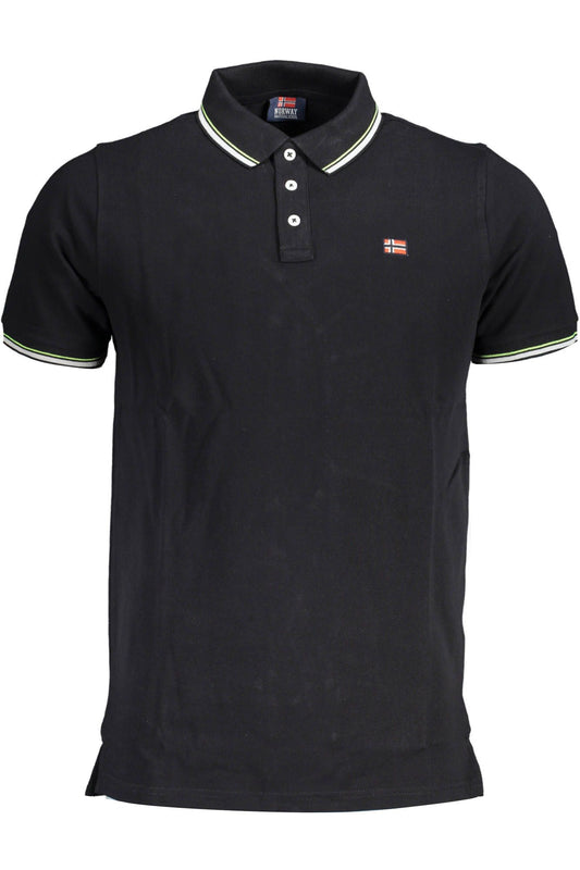 Elegant Short-Sleeved Black Polo with Contrasts
