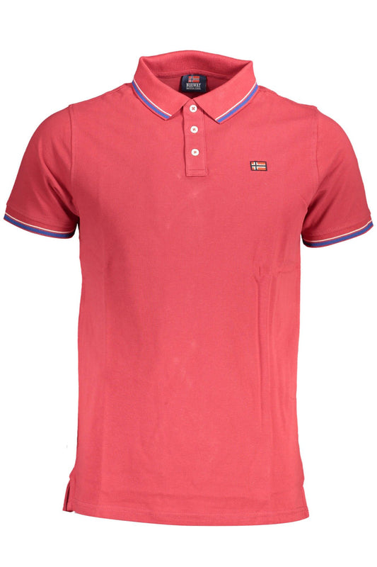 Chic Contrast Detail Red Polo Shirt
