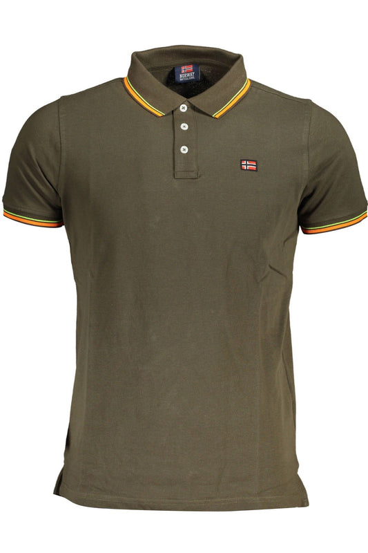 Chic Green Contrasting Detail Polo Shirt