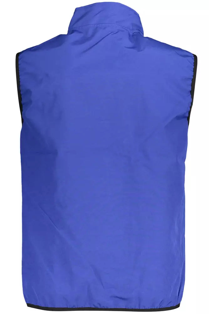 Sleek Soft Shell Sleeveless Zip Jacket in Blue