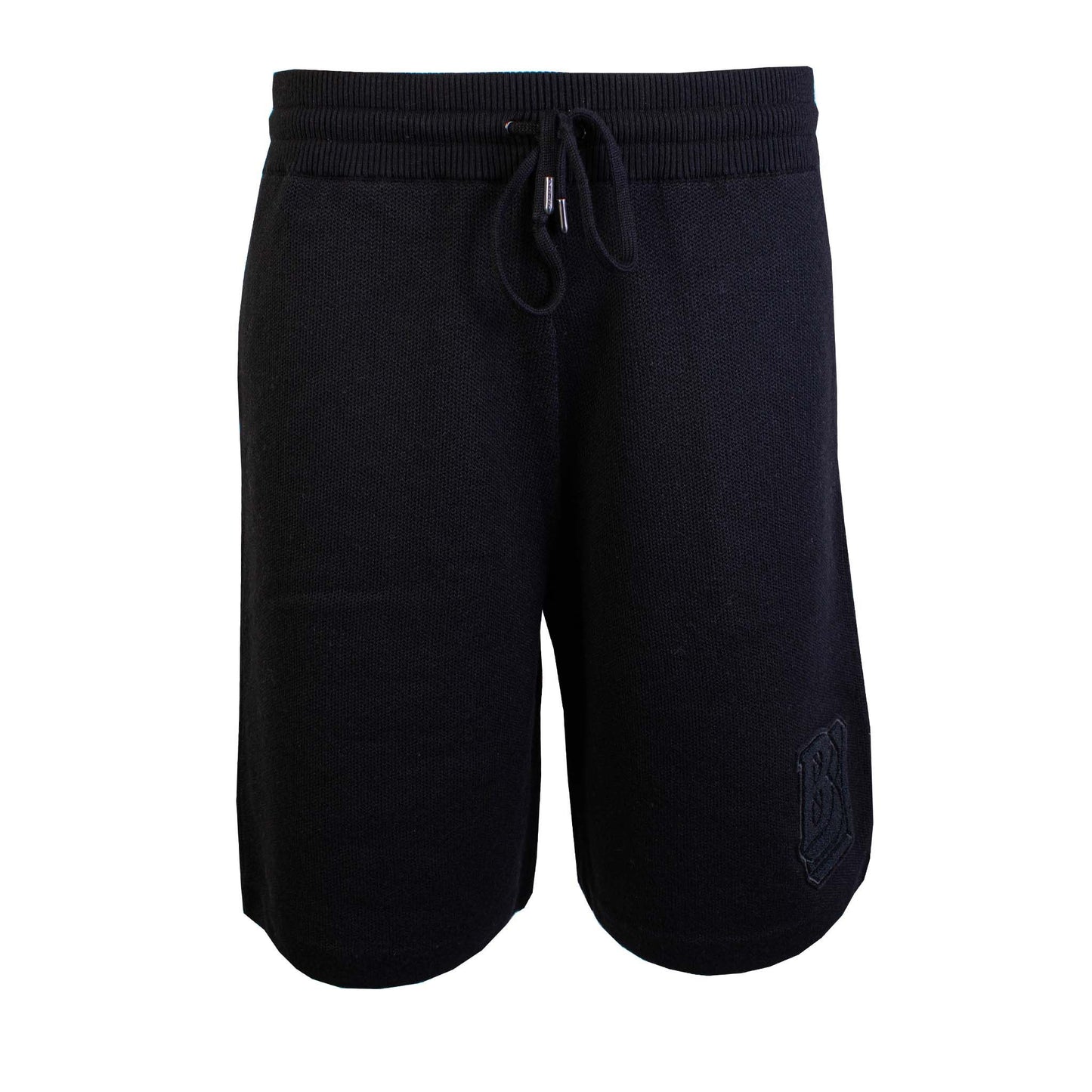 Elegant Black Cotton Sweatshorts with Logo Embroidery