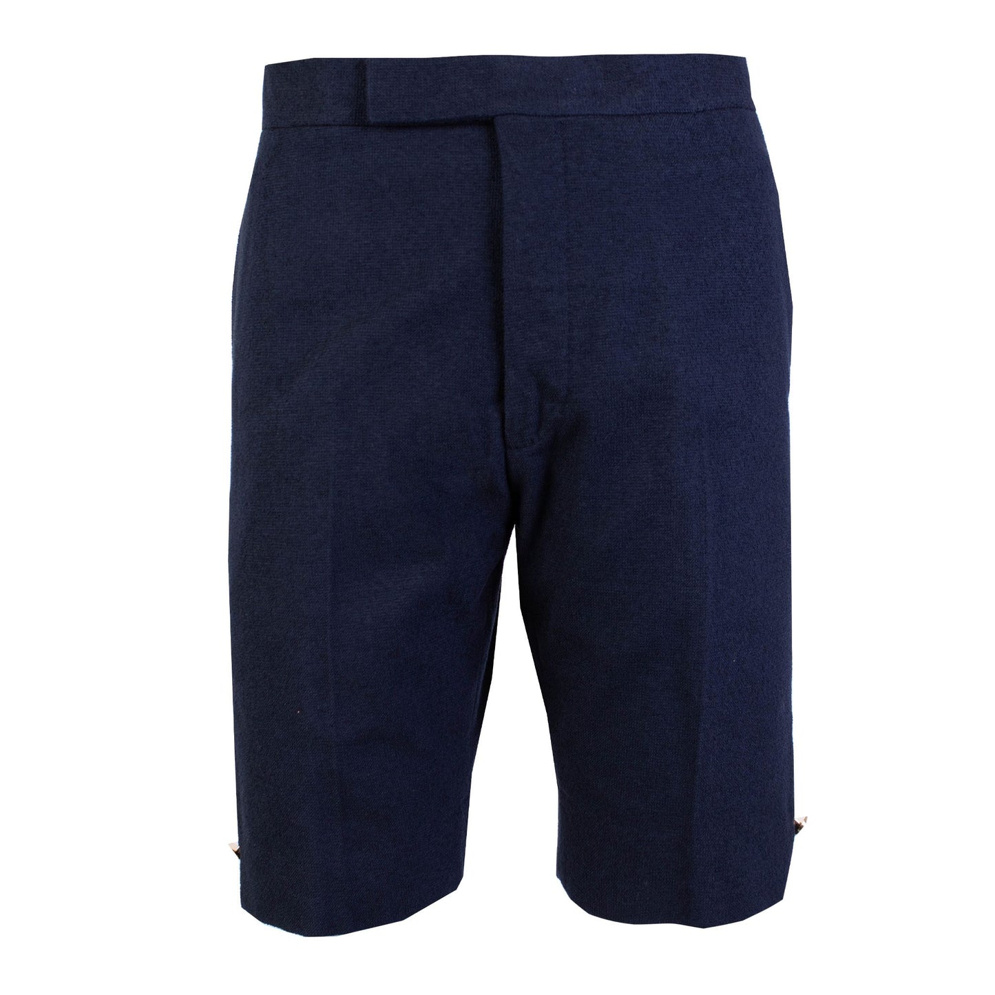 Elegant Navy Bermuda Shorts with Signature Stripes