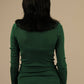Chic Green Ribbed Long Sleeve Sweater