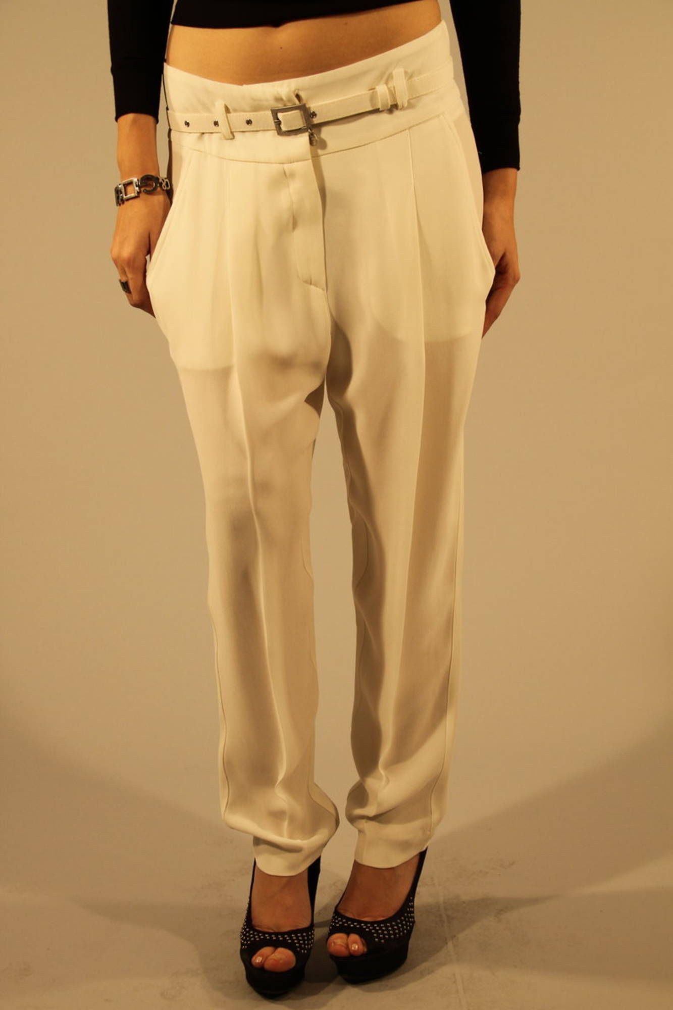 Chic White Viscose Trousers by Patrizia Pepe