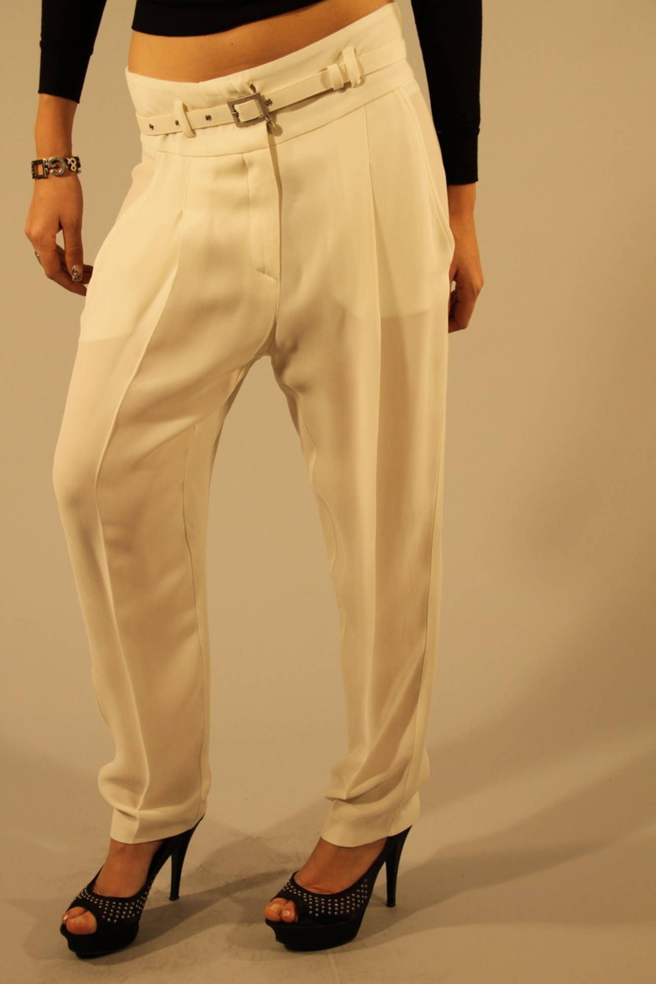 Chic White Viscose Trousers by Patrizia Pepe