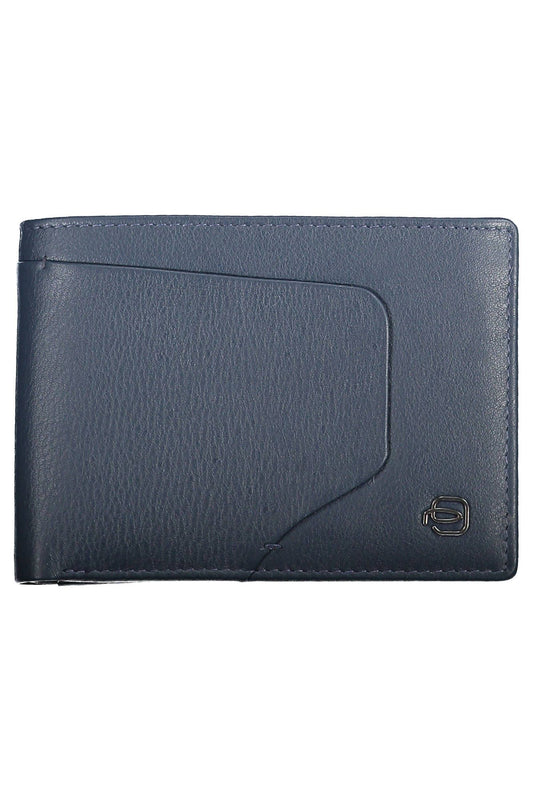 Elegant Blue Leather Bifold Wallet with RFID Blocker