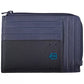 Sleek Blue Leather Card Holder with RFID Block