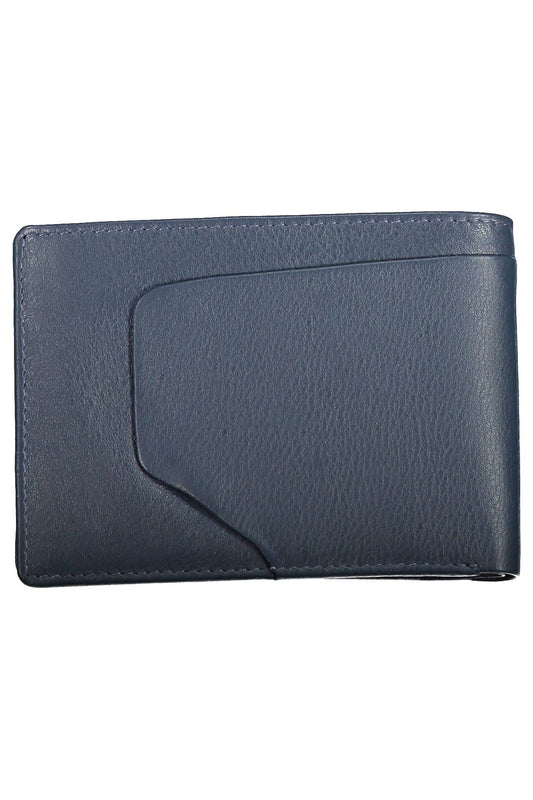 Elegant Blue Leather Bifold Wallet with RFID Blocker