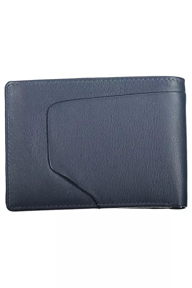 Sleek Blue Leather Wallet with RFID Protection