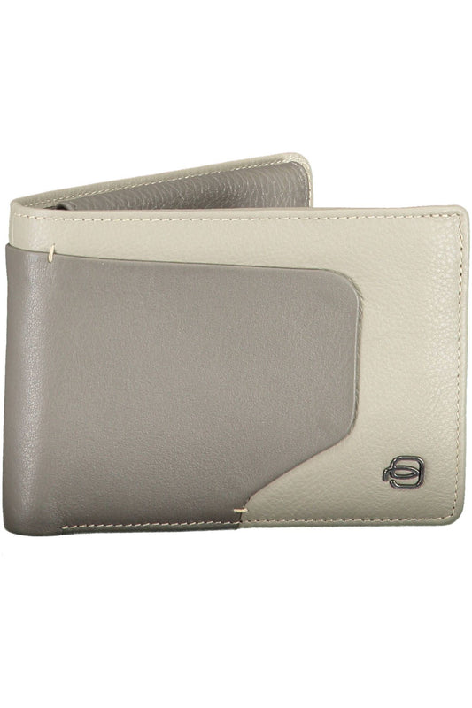 Elegant Gray Leather RFID Wallet with Coin Purse