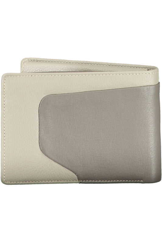 Elegant Gray Leather RFID Wallet with Coin Purse