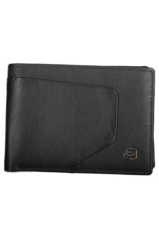 Elegant Black Leather Dual-Compartment Wallet