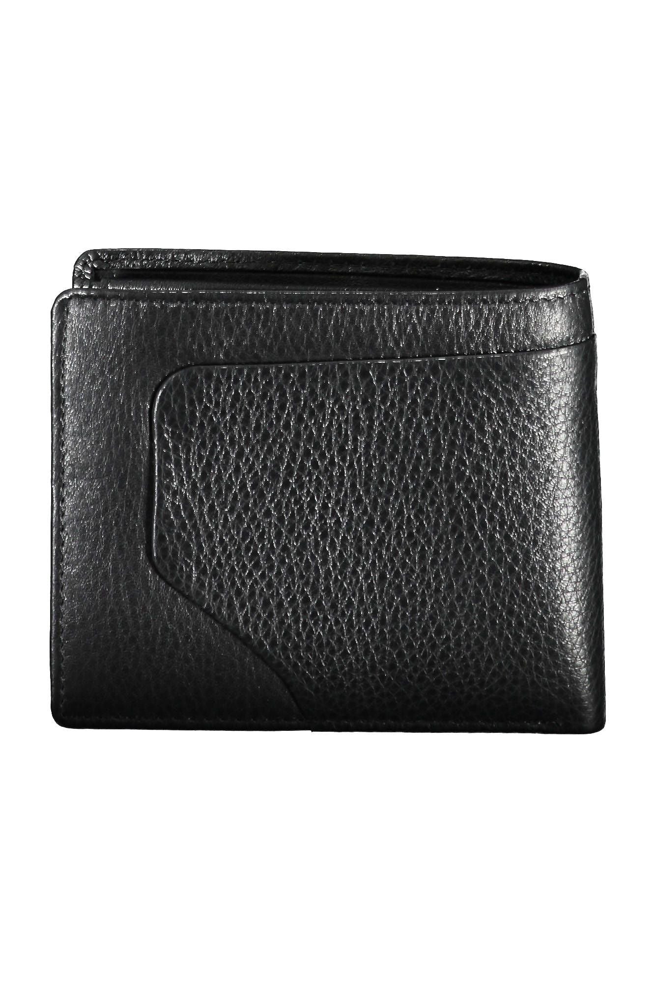 Elegant Black Leather Dual-Compartment Wallet