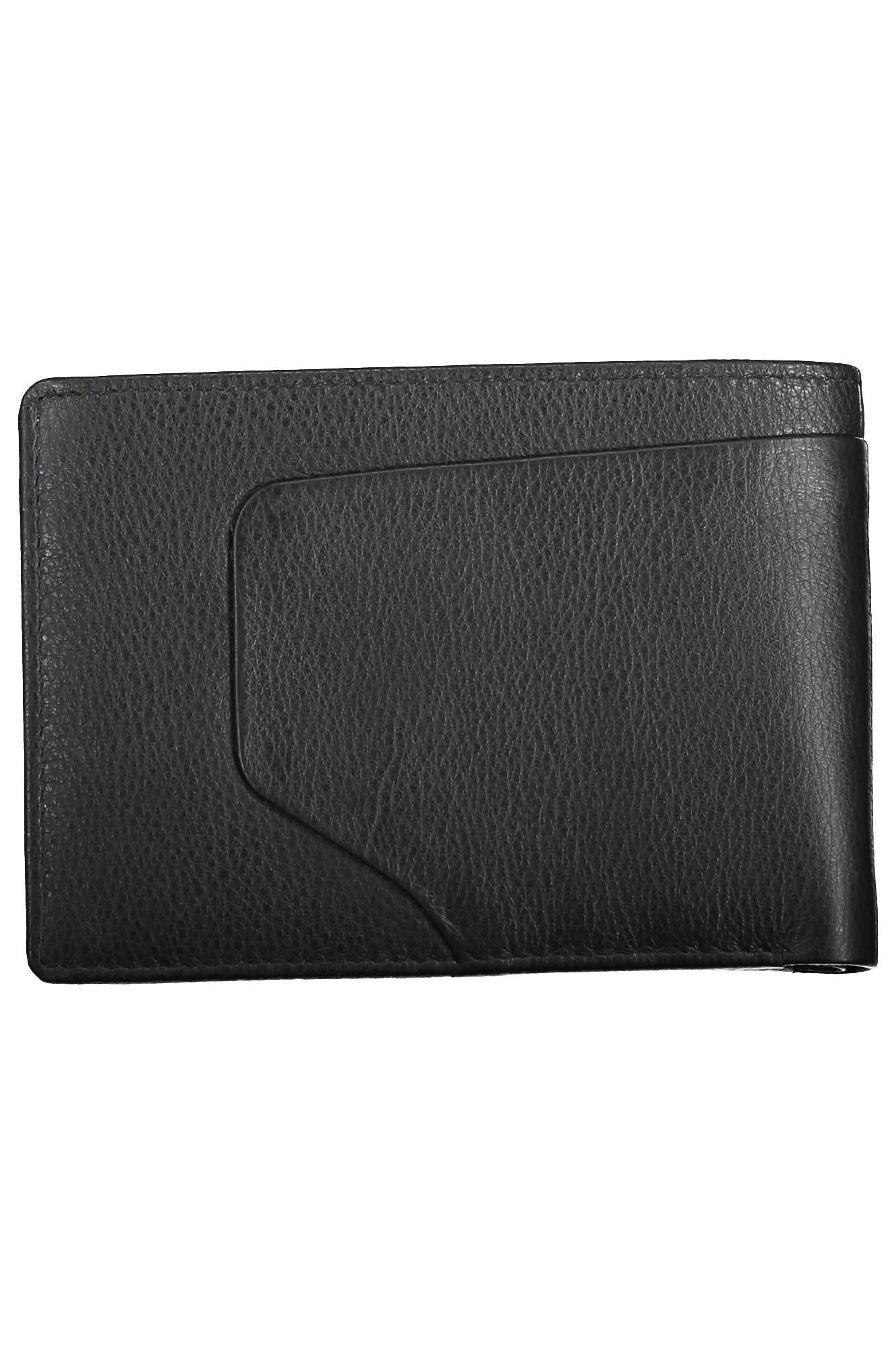 Elegant Black Leather Dual-Compartment Wallet