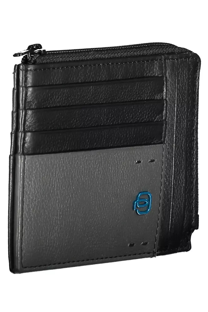 Sleek Black Leather Card Holder with RFID Blocker