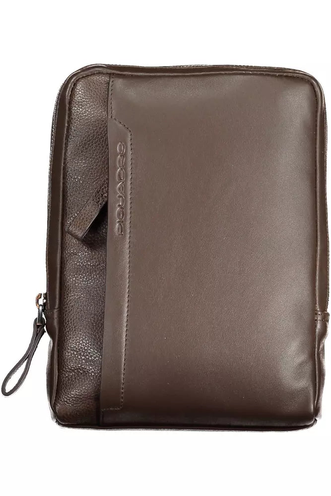 Chic Brown Leather Shoulder Bag with Contrasting Details