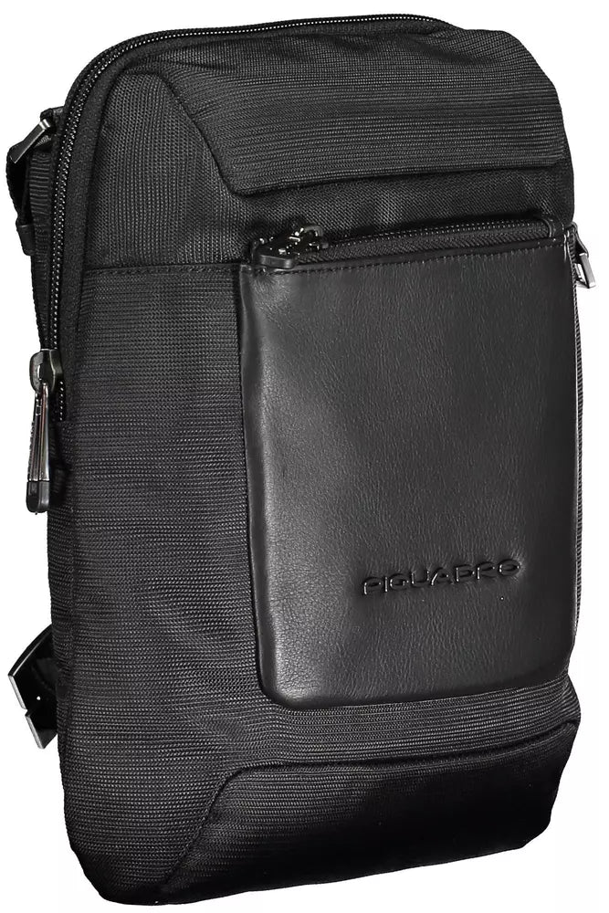 Sleek Black Recycled Material Shoulder Bag