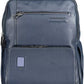 Blue Leather Dual Compartment Backpack