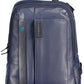 Elegant Blue Leather Backpack with Laptop Pocket
