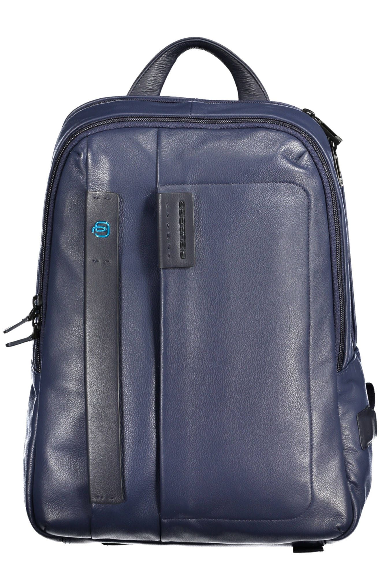 Elegant Blue Leather Backpack with Laptop Pocket