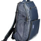 Blue Leather Dual Compartment Backpack
