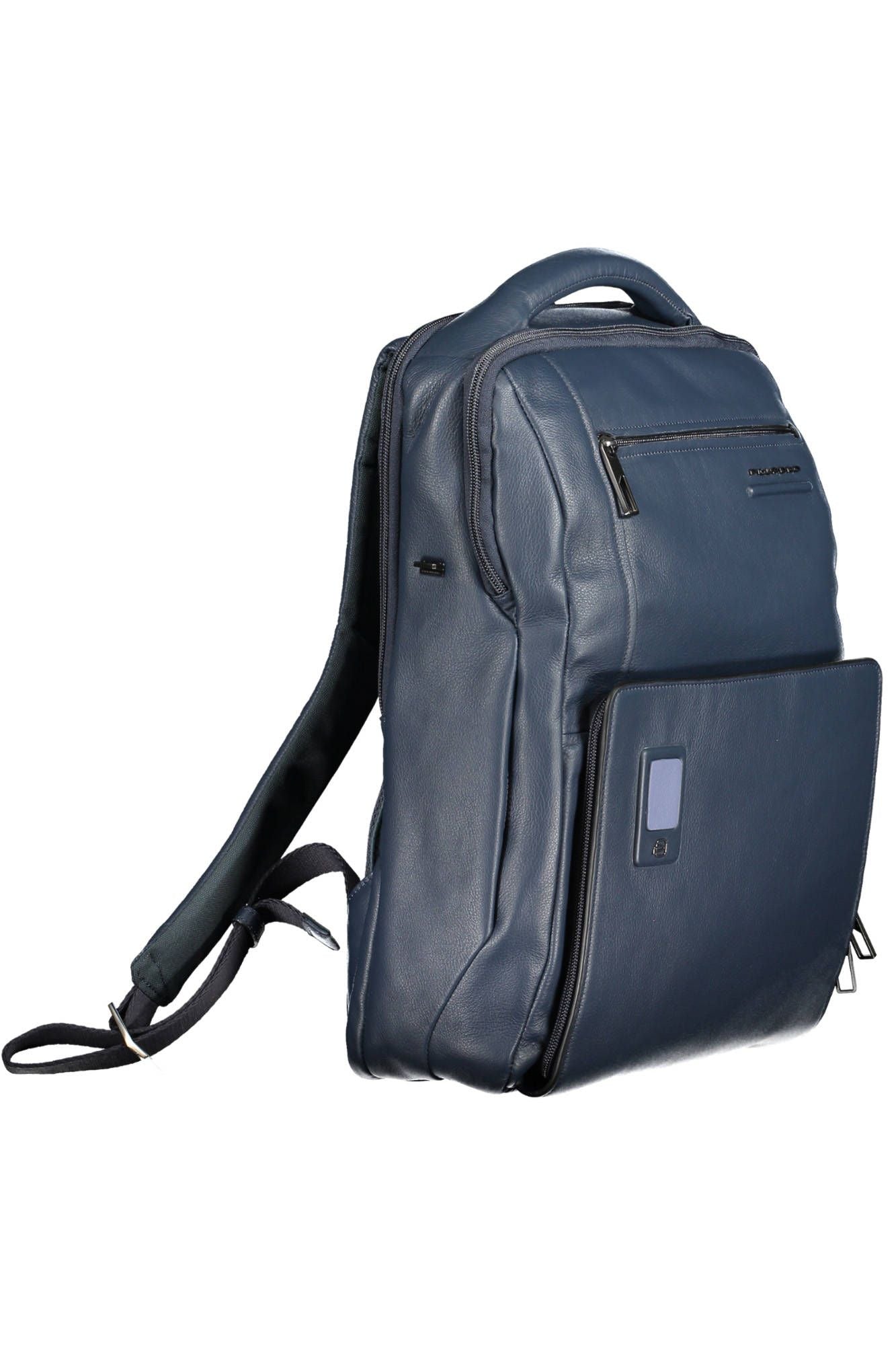 Elegant Blue Leather Backpack with Laptop Pocket