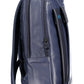 Elegant Blue Leather Backpack with Laptop Pocket