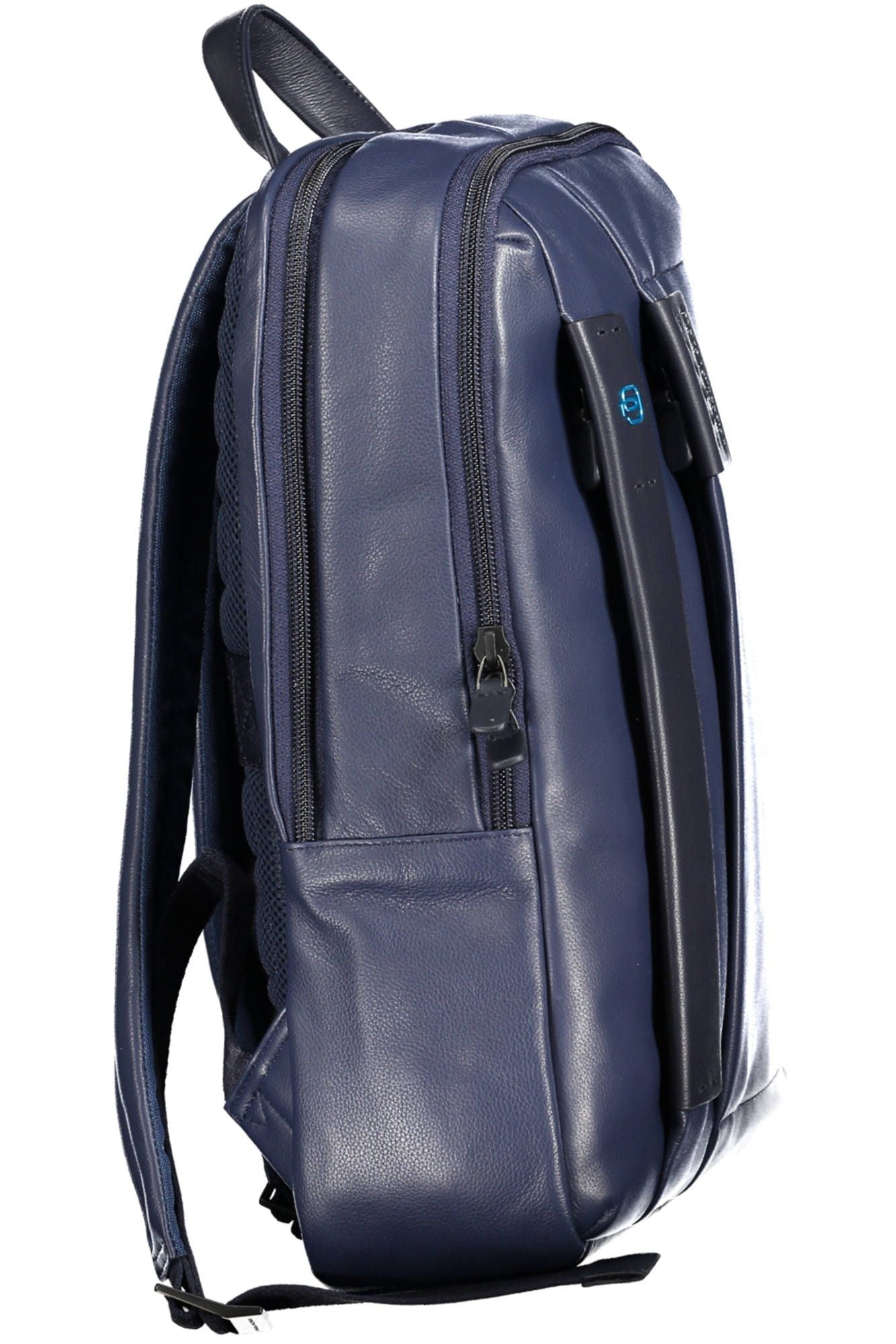 Elegant Blue Leather Backpack with Laptop Pocket