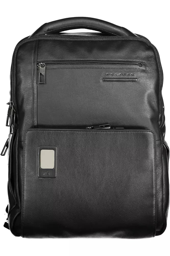 Elegant Black Leather Backpack with Combination Lock