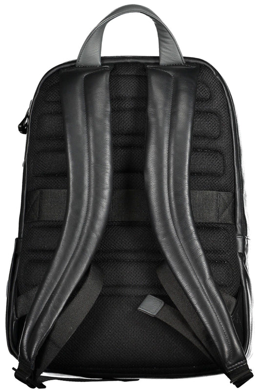 Sleek Black Leather Executive Backpack