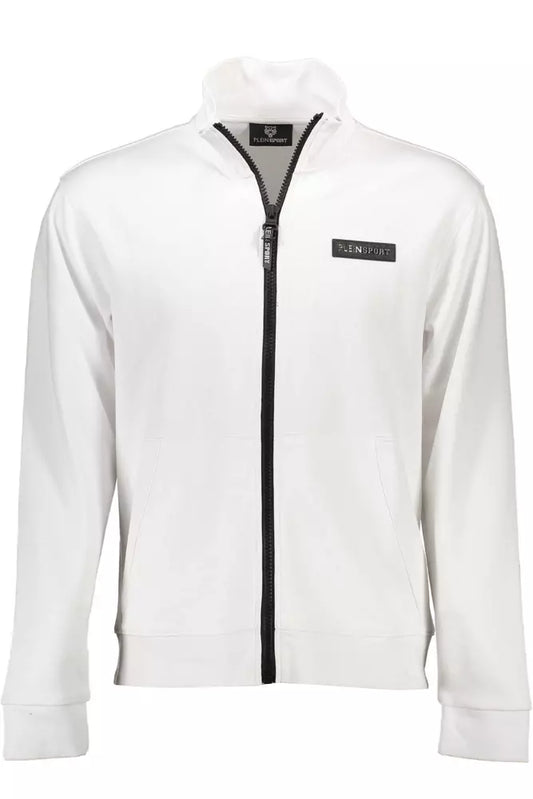 Sleek White Zip Sweatshirt with Contrasting Accents