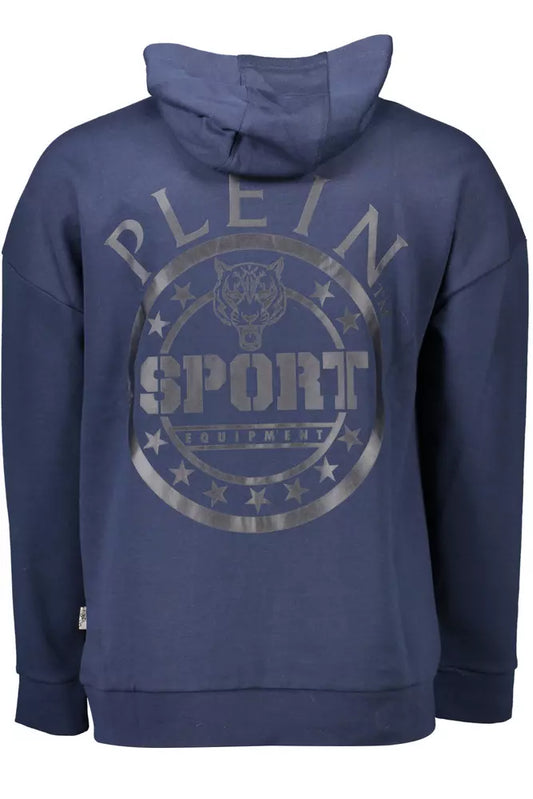 Sleek Blue Hooded Sweatshirt with Logo Detail