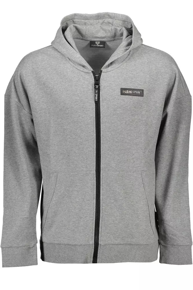 Sleek Grey Hoodie with Contrast Detailing