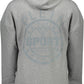 Sleek Gray Cotton Hoodie with Contrasting Details