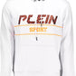 Chic White Hooded Cotton Sweatshirt with Logo