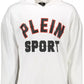 Sleek White Hooded Sweatshirt with Bold Prints