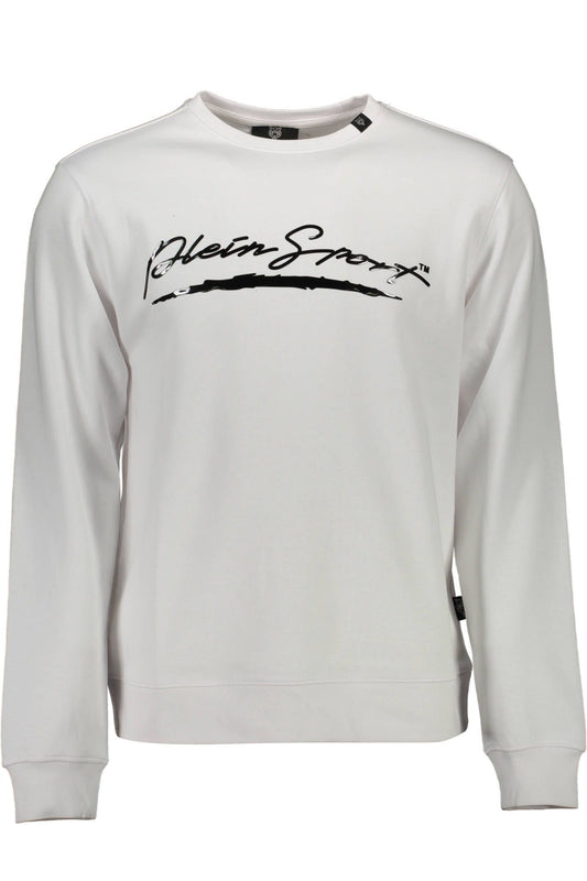 Chic White Cotton Sweatshirt with Logo Print