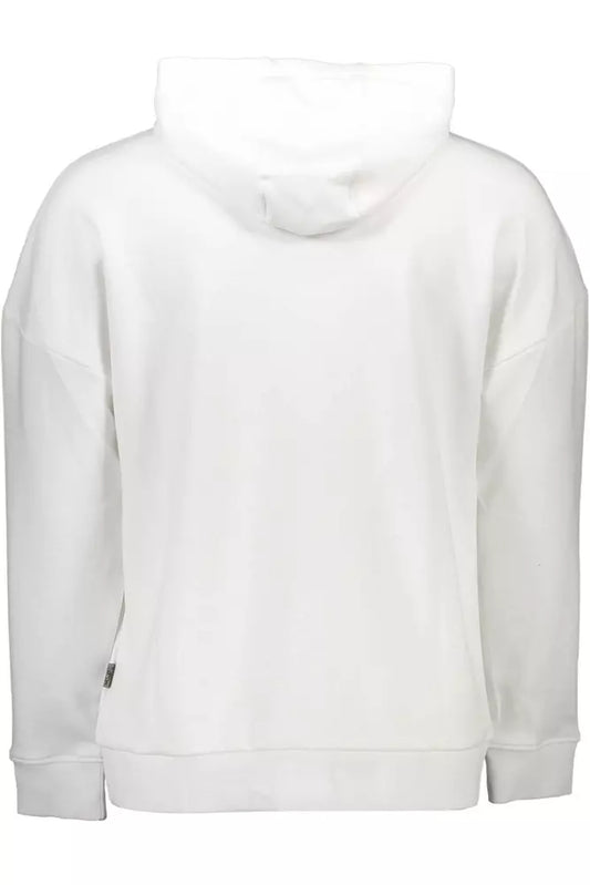 Sleek White Hooded Sweatshirt with Bold Prints