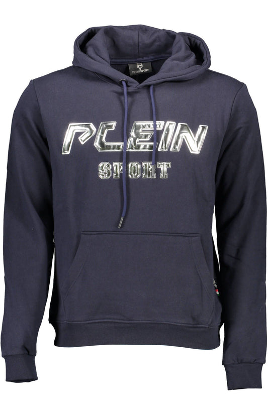 Athletic Blue Hooded Sweatshirt with Contrasting Details