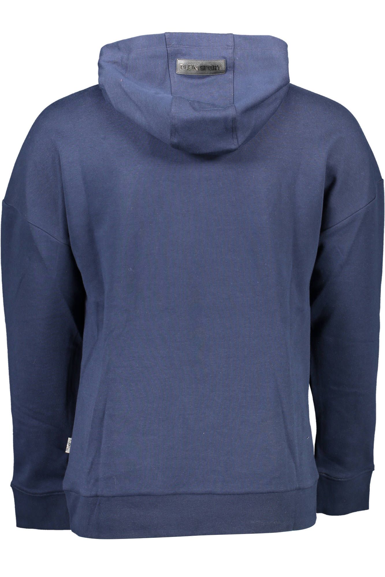 Blue Cotton Hooded Sweatshirt with Contrasting Details