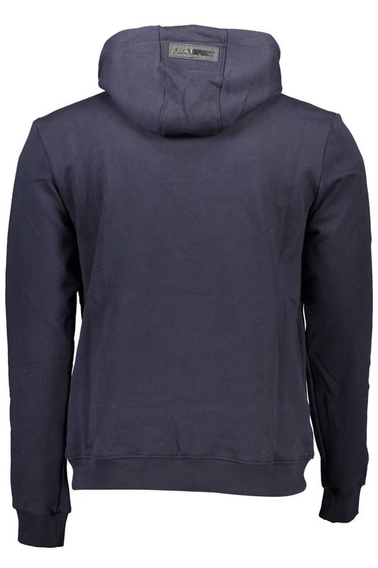 Athletic Blue Hooded Sweatshirt with Contrasting Details