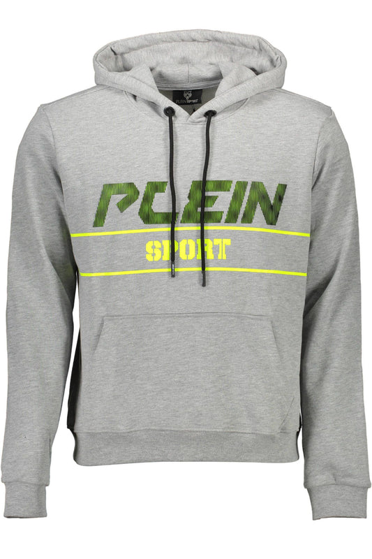 Sleek Gray Hooded Sweatshirt with Contrast Details