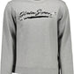 Sleek Gray Round Neck Sweatshirt with Logo Print