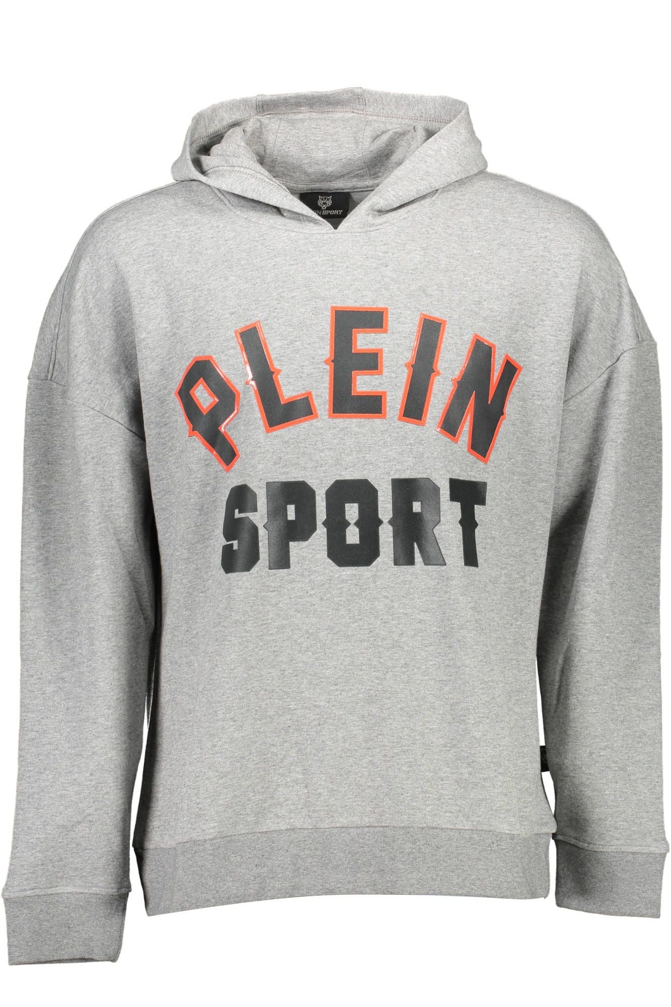 Gray Cotton Hooded Sweatshirt with Logo Detail