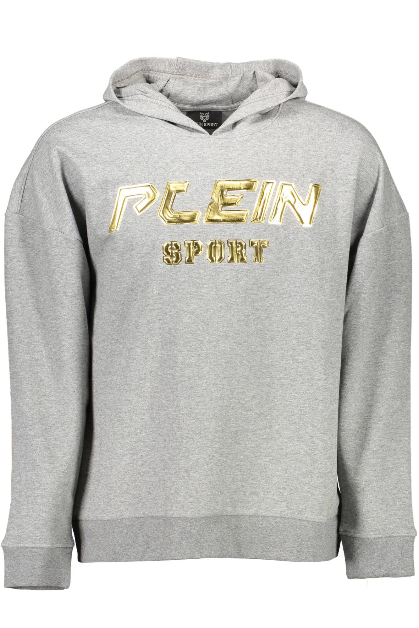 Sporty Gray Hooded Sweatshirt with Contrasting Details