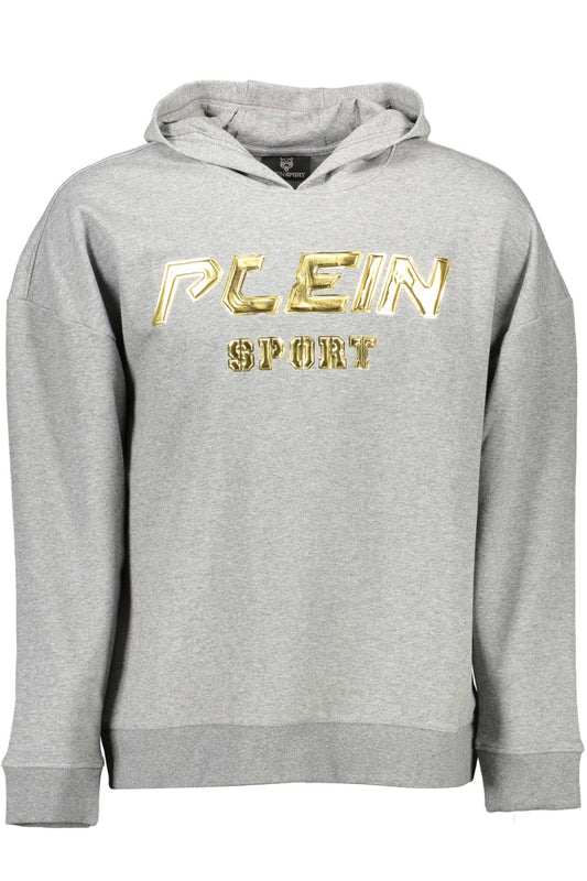 Sporty Gray Hooded Sweatshirt with Contrasting Details