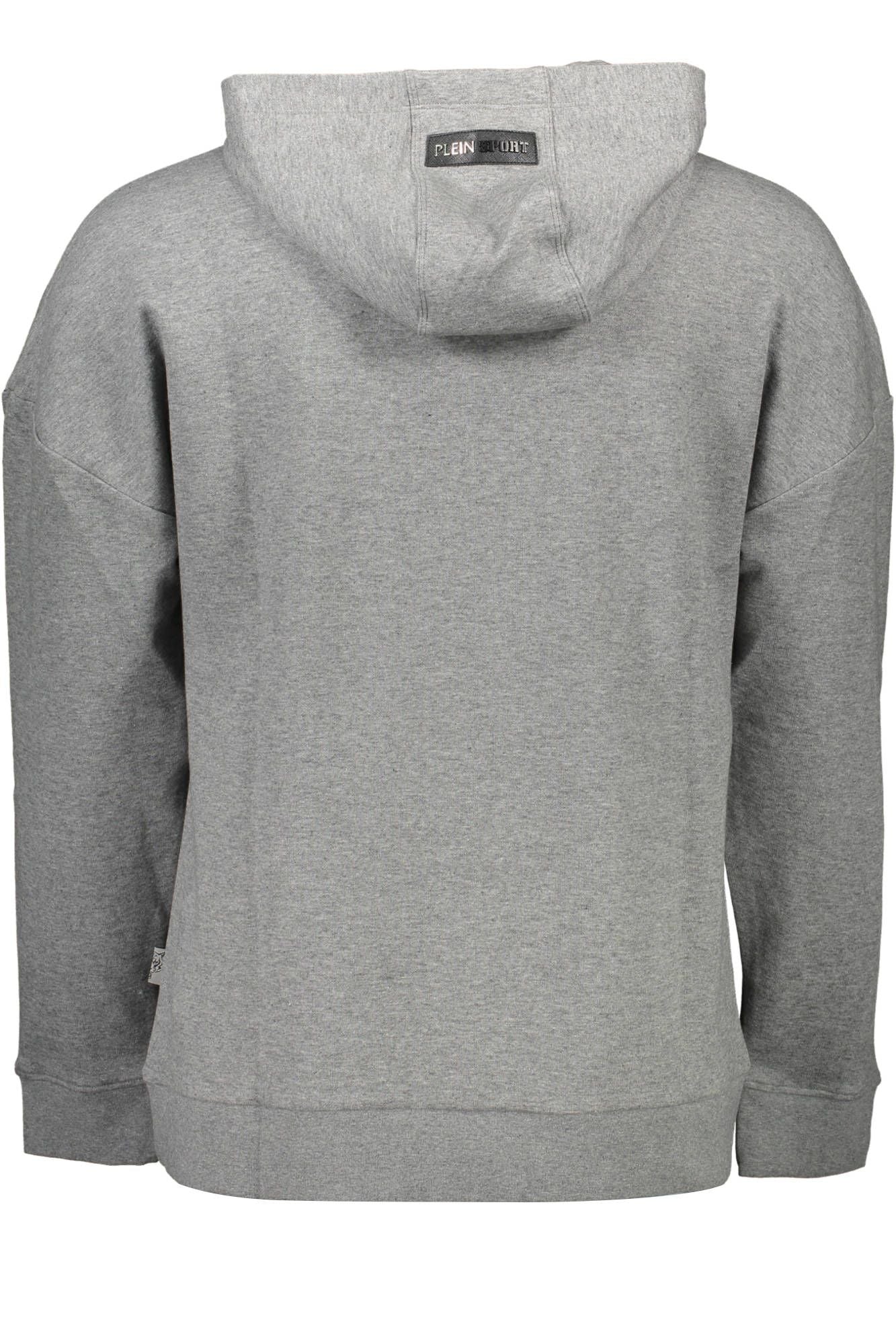 Sleek Gray Hooded Sweatshirt with Contrast Details