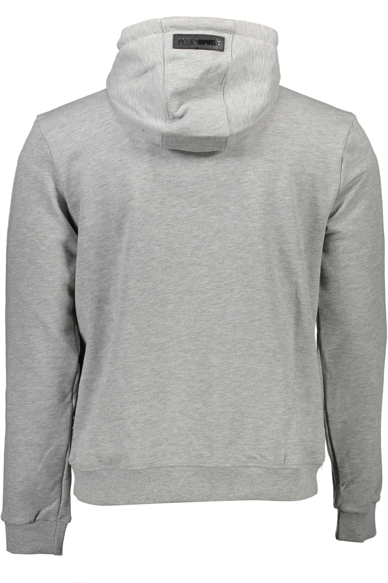 Sleek Gray Hooded Sweatshirt with Contrast Details