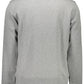 Sleek Gray Round Neck Sweatshirt with Logo Print